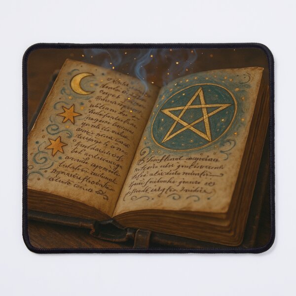 Item preview, Enchanted Grimoire – Glowing Spell Book with Pentacle designed and sold by MoonMommaMagic.