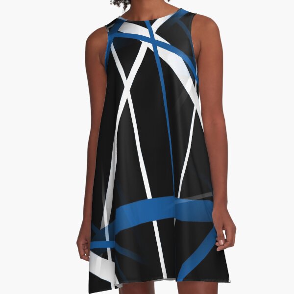 black dress with white lines