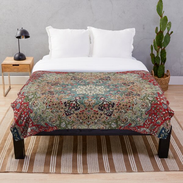 Vintage Antique Persian Carpet Print Throw Blanket