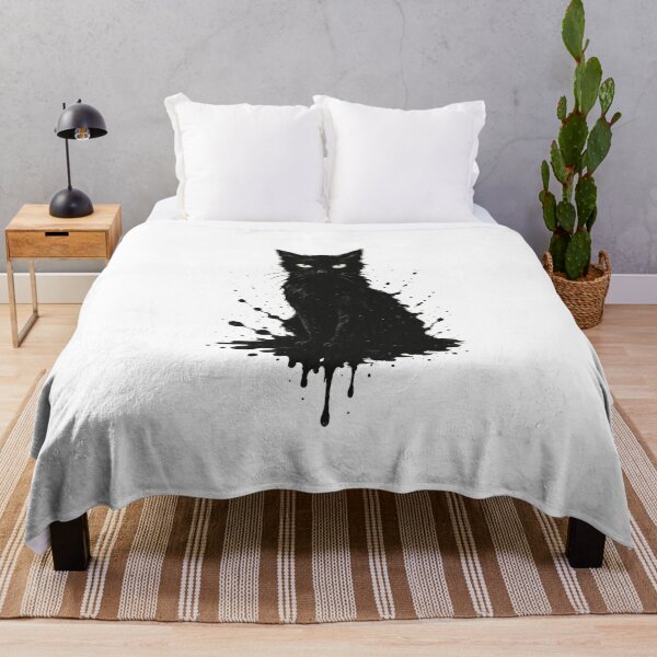 Item preview, Ink Splatter Black Cat – Gothic Artistic Illustration designed and sold by thesnakeater.