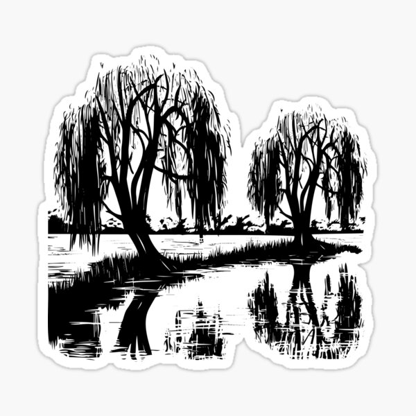 Item preview, Willow Salix Tree Swamp Sallow Osier Weep Lake Landscape designed and sold by inkoutninja.