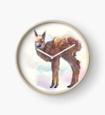 whitetail deer fawn watercolor painting Clock