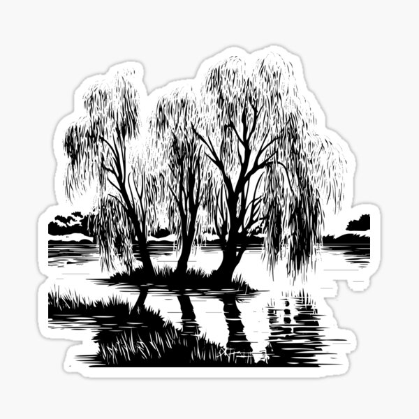 Item preview, Willow Salix Tree Swamp Sallow Osier Weep Lake Landscape designed and sold by inkoutninja.