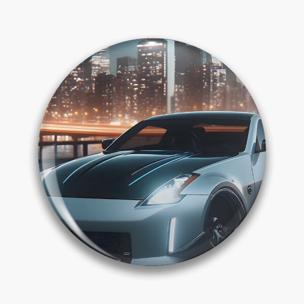 Artikelvorschau, Weißer Getunter Nissan Z bei Nacht vor einer Stadt entworfen und verkauft von Salimgor Hangaround Music.
