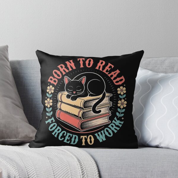 Item preview, Cute Cat Sleeping on Books - Born to Read Forced to Work Funny Book Lover Design designed and sold by love3617.