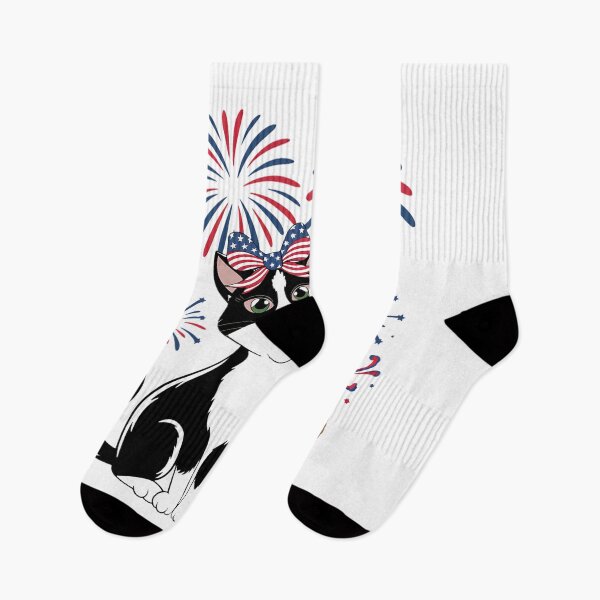 Item preview, 4th Of July Cute Cat and Fireworks designed and sold by BakeryDozen.