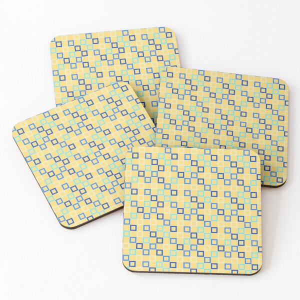 Item preview, Retro Square Pattern – Blue & Yellow Geometric Tile Design designed and sold by larissa-myrie.