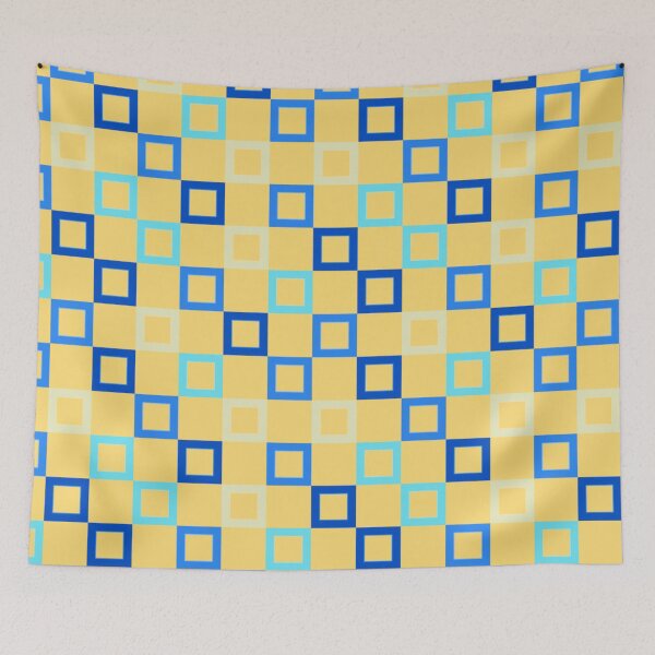 Item preview, Retro Square Pattern – Blue & Yellow Geometric Tile Design designed and sold by larissa-myrie.