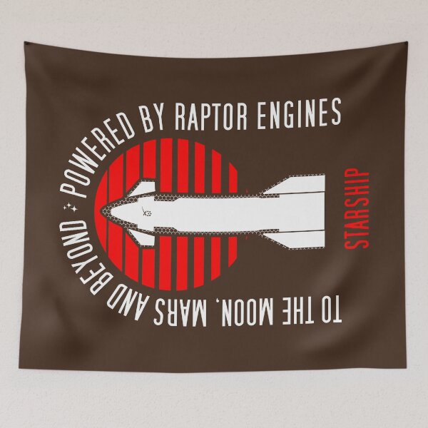 Item preview, Starship. To the Moon, Mars and Beyond. Powered by Raptor Engines (Washed and Worn) designed and sold by BGALAXY.