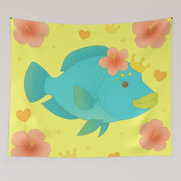Item preview, Humphead Wrasse with Hibiscus - Yellow designed and sold by HIMEKARI.