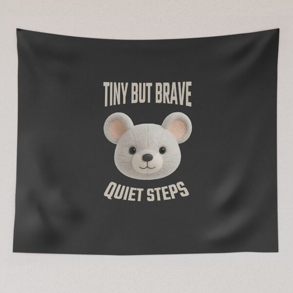 Item preview, Tiny but Brave Mouse – Quiet Steps Plush Illustration designed and sold by iamwonderkitty.
