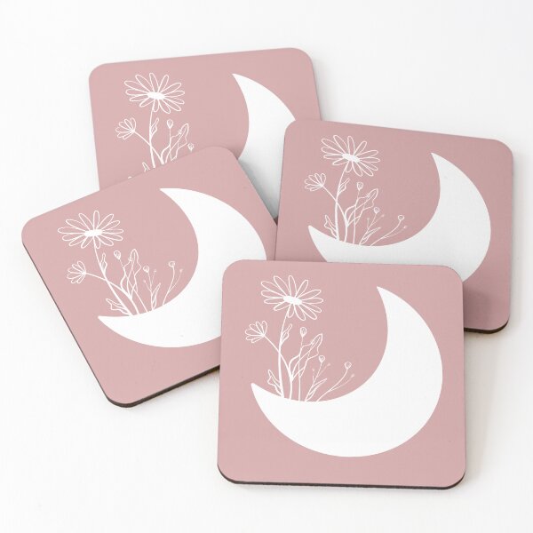 Item preview, Moon with Flowers in Blush Pink designed and sold by Pattern&Pixel.
