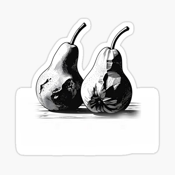 Minimalist Pears - Black and White Line Art Sticker