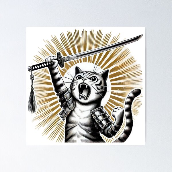 Item preview, cute funny cat knight cat with a sword , cute cat,cute funny,funny cat designed and sold by Expressions-Sel.
