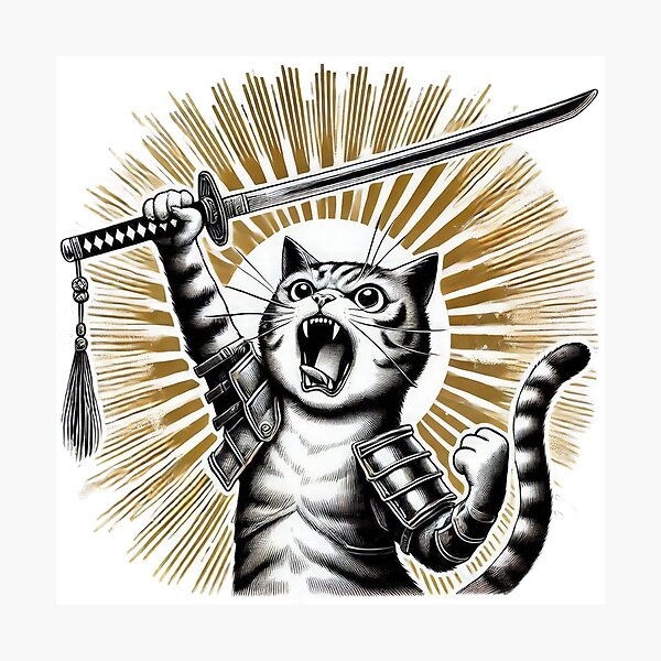 Item preview, cute funny cat knight cat with a sword , cute cat,cute funny,funny cat designed and sold by Expressions-Sel.