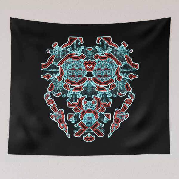 Item preview, Robot Head Abstract Neon Blue Red designed and sold by Static-Fractal.