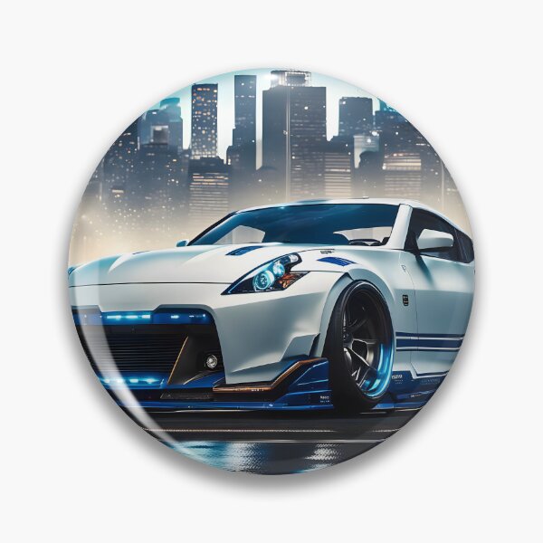 Artikelvorschau, Weiß Blauer Getunter Nissan Z Stadt Skyline entworfen und verkauft von Salimgor Hangaround Music.