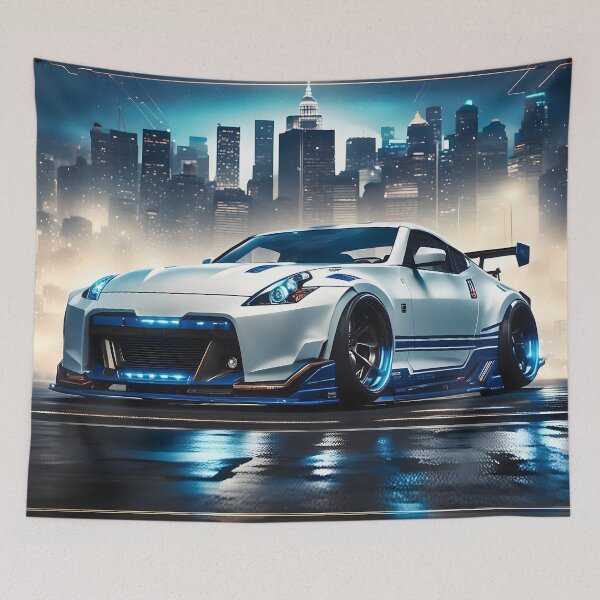 Item preview, White Blue Tuned Nissan Z City Skyline designed and sold by Salimgor Hangaround Music.