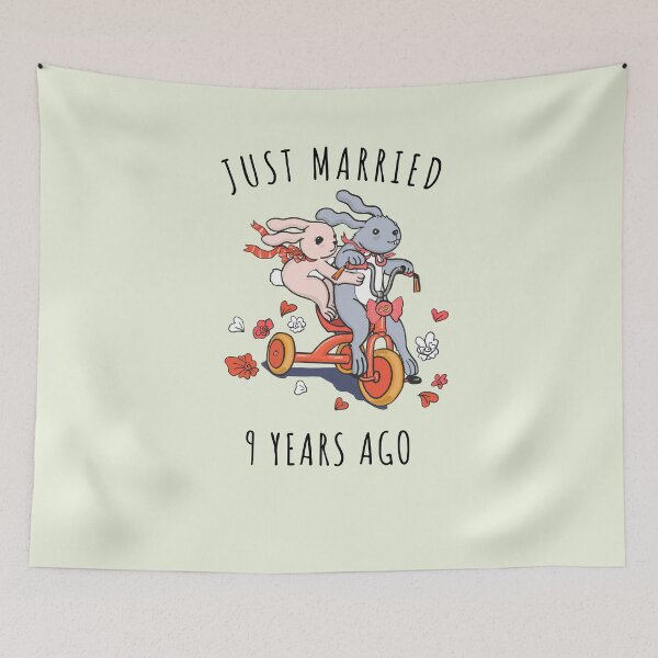 Item preview, Just Married 9 Years Ago - 9th Anniversary Couple Bunnies Tee, Phone Cases And Other Gifts designed and sold by MemWear.
