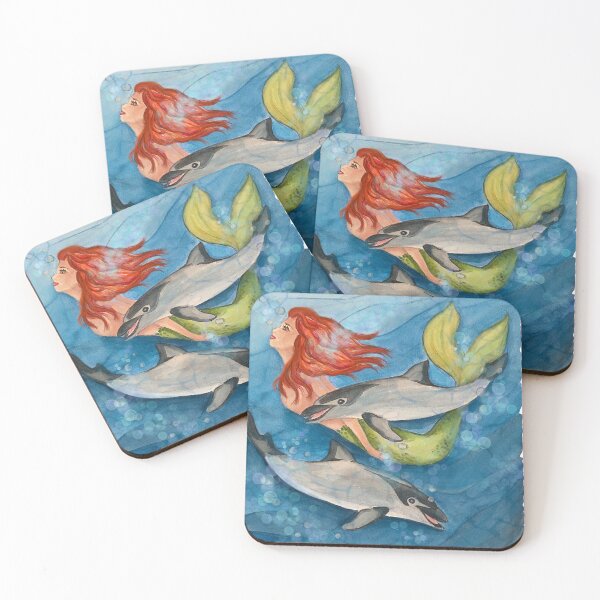 Item preview, mermaid with dolphins designed and sold by DariaCeppelli.