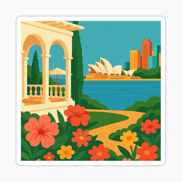 Aperçu de l'œuvre Vue colorée sur l'Opéra de Sydney créée et vendue par BrindiBay.