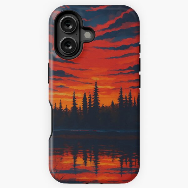 Illustration of a Forest at Sunset iPhone Tough Case