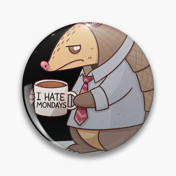 Item preview, Fat Armadillo Hates Mondays – Funny Office Animal Cartoon designed and sold by catinheaven.