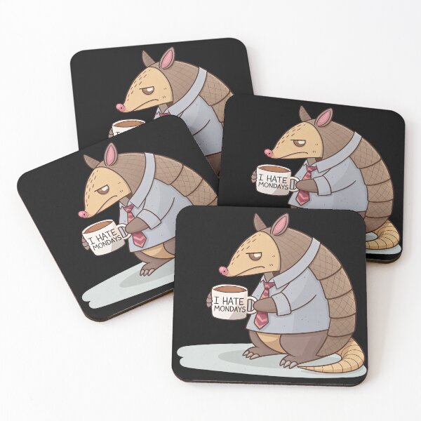 Item preview, Fat Armadillo Hates Mondays – Funny Office Animal Cartoon designed and sold by catinheaven.