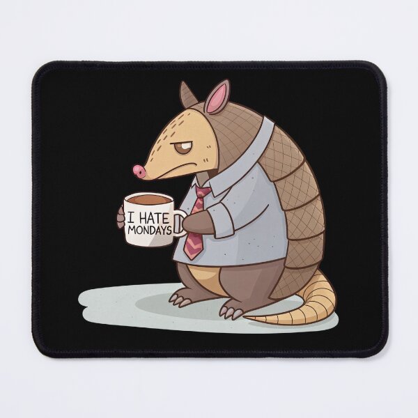 Item preview, Fat Armadillo Hates Mondays – Funny Office Animal Cartoon designed and sold by catinheaven.