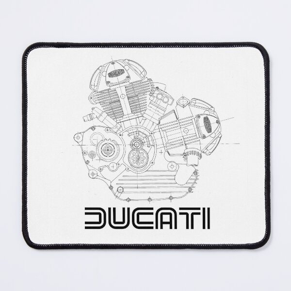 Item preview, Ducati V-Twin diagram with Old-Style Text Logo Black designed and sold by fullstackphotos.