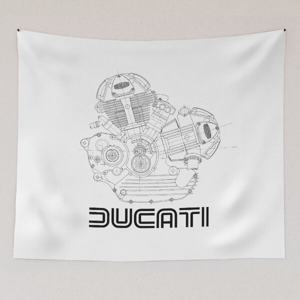 Item preview, Ducati V-Twin diagram with Old-Style Text Logo Black designed and sold by fullstackphotos.