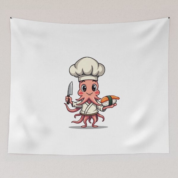 Item preview, Sushi Chef Squid – Funny Japanese Cooking Octopus designed and sold by MzulhilmiZam.