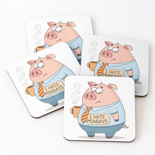 Item preview, Fat Pig Hates Mondays – Funny Office Animal Cartoon designed and sold by catinheaven.