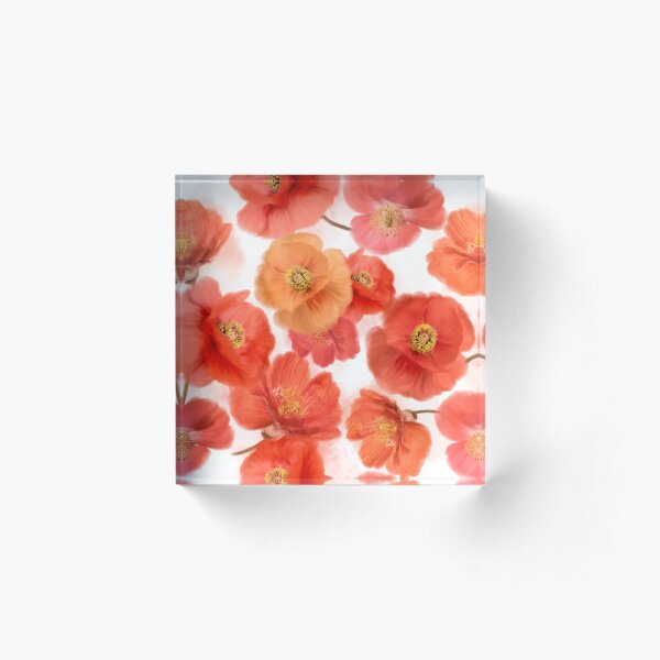 seamless pattern of watercolor poppy flowers Acrylic Block