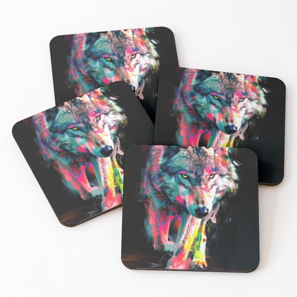 Item preview, Colorful digital painting of fierce wolf designed and sold by sickmoosestudio.