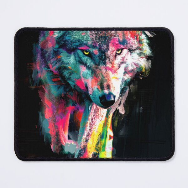Item preview, Colorful digital painting of fierce wolf designed and sold by sickmoosestudio.