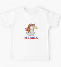 Merica Bald Eagle Mullet Bandana USA America Kids Tee