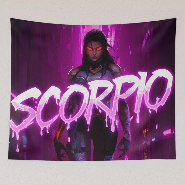Artikelvorschau, Skorpion-Sternzeichen-Kriegerin – Cyberpunk Femme Power Art entworfen und verkauft von ArtiQreate.