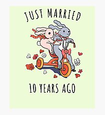 Just Married 10 Years Ago - 10th Anniversary Couple Bunnies Tee, Phone Cases And Other Gifts Photographic Print
