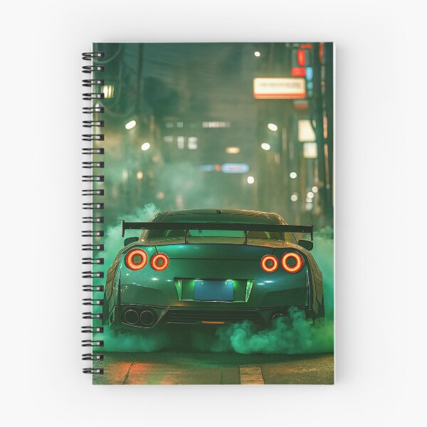 Item preview, Midnight JDM Drift – Green Car Night Burnout Art designed and sold by PosterFuel.