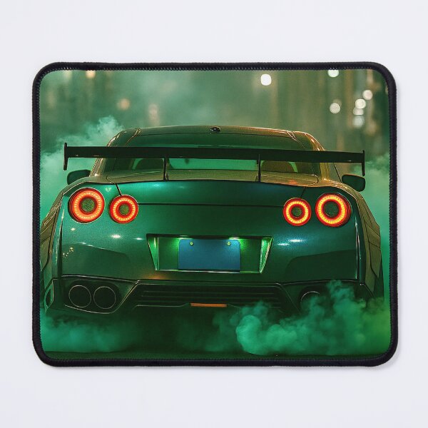 Item preview, Midnight JDM Drift – Green Car Night Burnout Art designed and sold by PosterFuel.