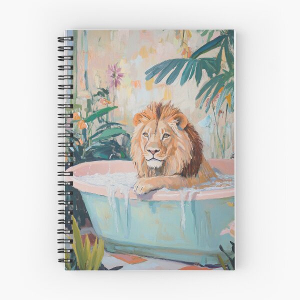 Item preview, Lion in bathtub – pastel oil painting vintage designed and sold by ArtHouseNiklas.