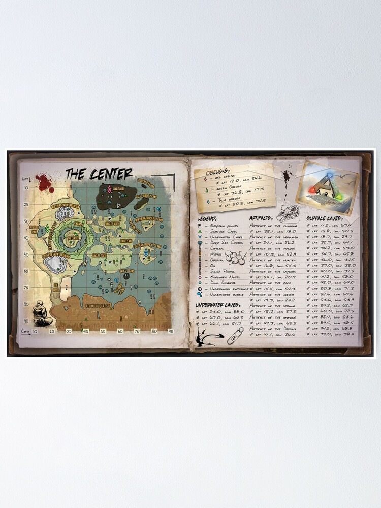 Ark Survival Evolved The Center Map Poster By Zwdpj Redbubble