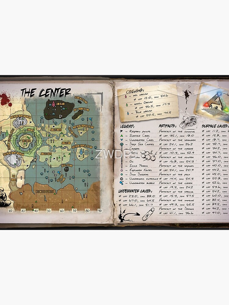 Ark Survival Evolved The Center Map Art Board Print By Zwdpj Redbubble