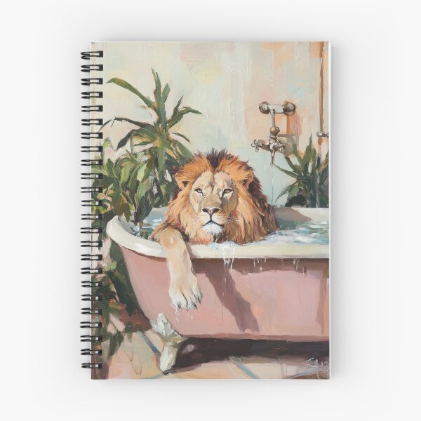 Item preview, Lion in pink bathtub – Precisionist style designed and sold by ArtHouseNiklas.