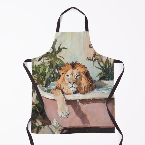 Item preview, Lion in pink bathtub – Precisionist style designed and sold by ArtHouseNiklas.