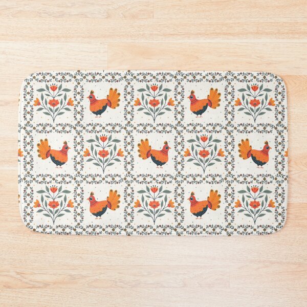 Item preview, Vintage folk quilt from grandma, chickens and florals designed and sold by OzdeBayer.