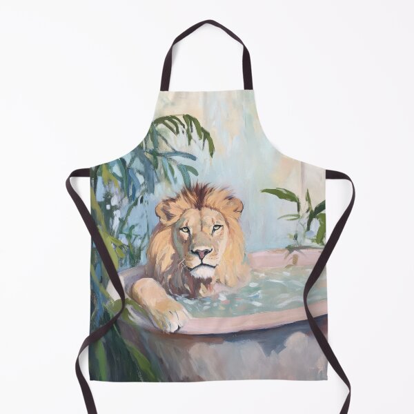 Item preview, Lion in pink tub – delicate vintage oil painting designed and sold by ArtHouseNiklas.