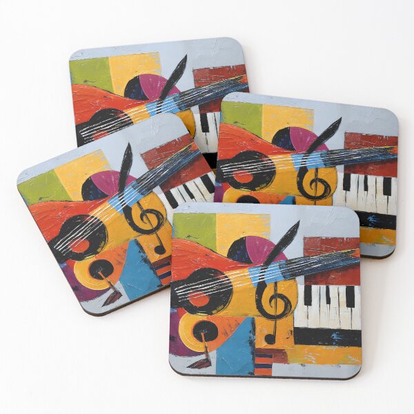 Item preview, Vibrant Abstract Composition of Guitar and Piano Geometric Shapes and Dynamic Colors designed and sold by OlfactoART Studio.