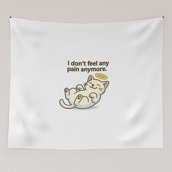 Item preview, I Don’t Feel Any Pain Anymore – Angel Cat Pet Loss Cartoon Design designed and sold by PetSoulPrints.